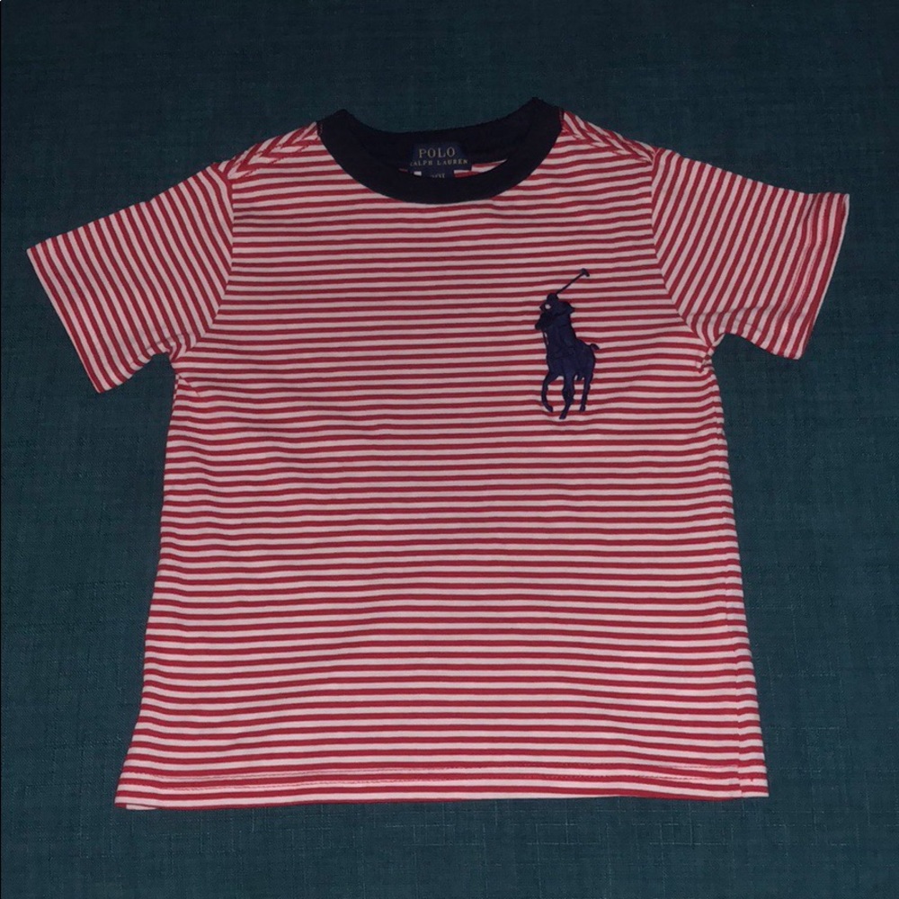 Ralph Lauren Red/White Striped Big Pony T-shirt